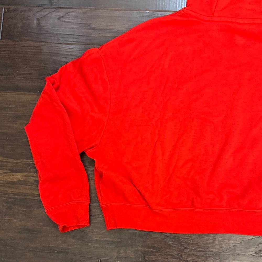 Nike Red Cropped Hoodie with White Swoosh - Picture 9 of 10